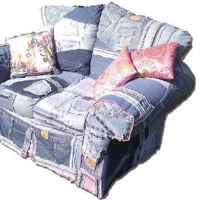 funky and fun furniture - denim patchwork chair looks might comfy!
