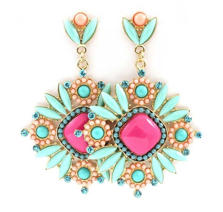 Magnolia Statement Earrings in Turquoise Crush                                     on Emma Stine Limited