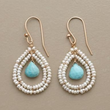 seed pearls - larimar|| I've used this design before. It's great for using really special seed beeds and nice semiprecious teardrops.