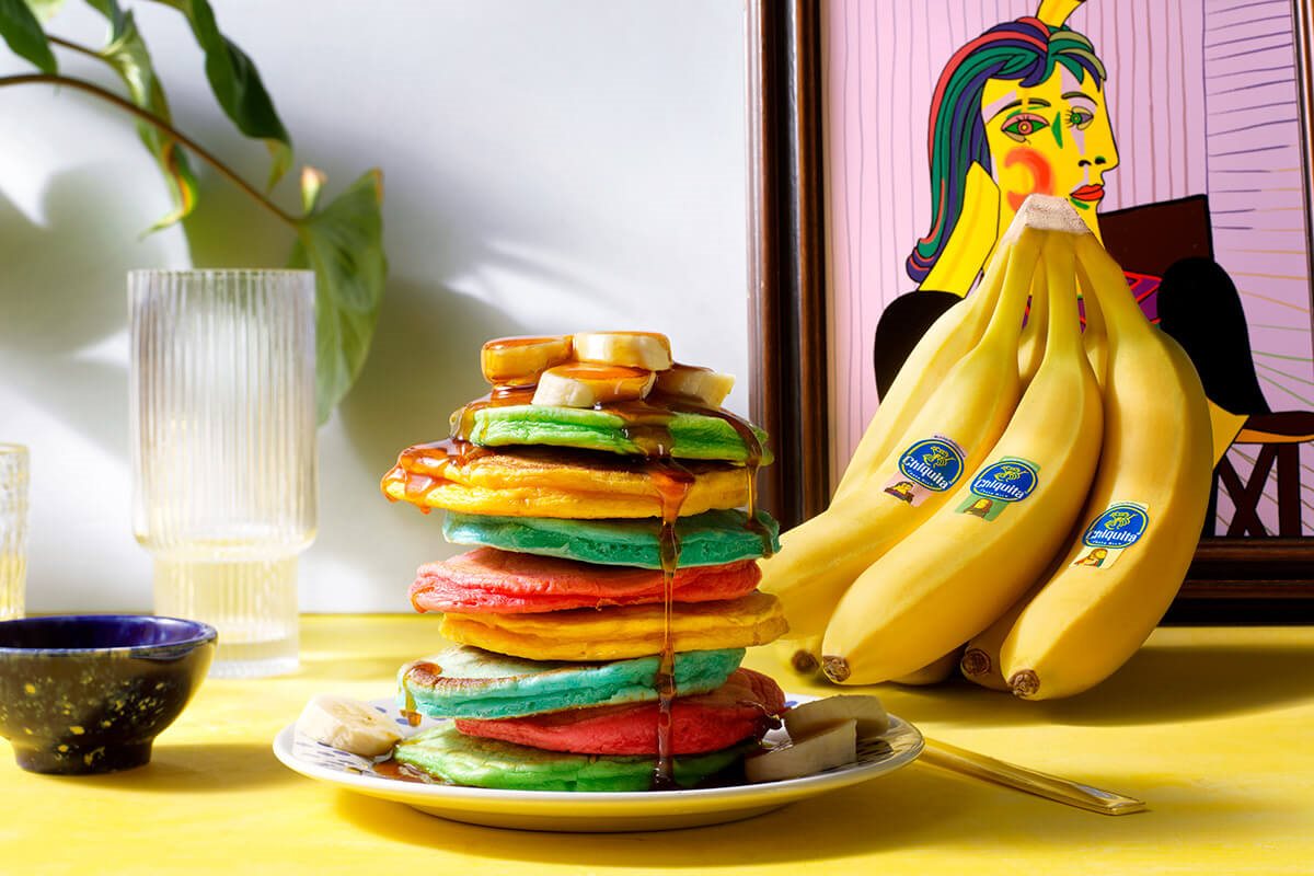 Colorfull fluffy Chiquita banana pancakes