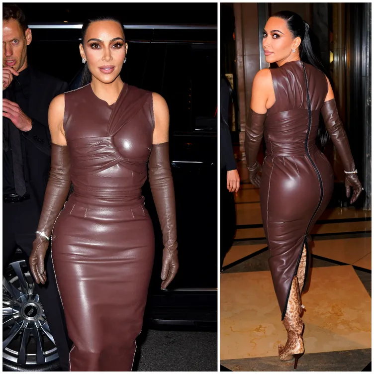 kim kardashian leather dress fendi skims awards fashion